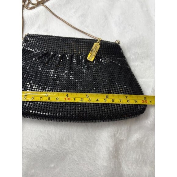 Whiting & Davis Black Mesh Crossbody Evening Bag with Gold Chain Strap - Picture 4 of 10
